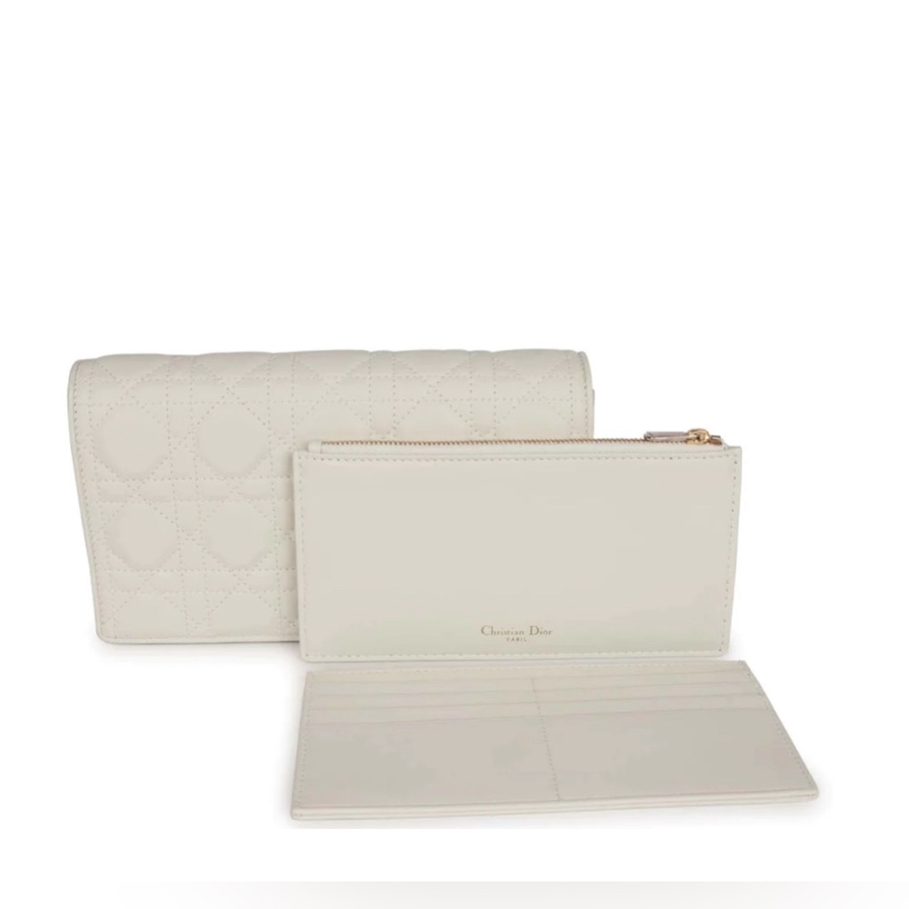 COPY - Christian Dior Lady Dior Pouch Latte Lambskin silver Hardware - Picture 4 of 7